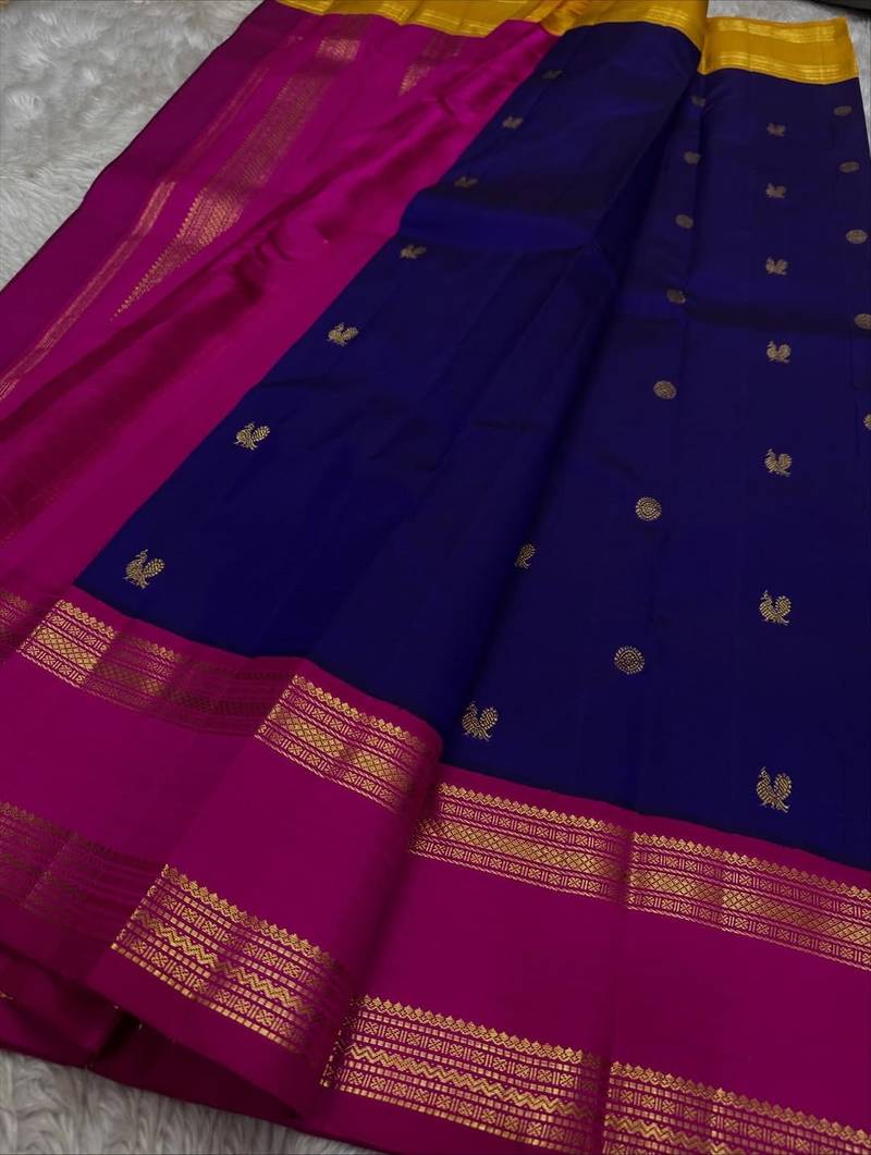 Blue Pink color art silk blend sarees with blouse
