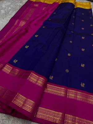 Blue Pink color art silk blend sarees with blouse 1