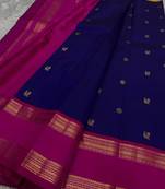 Blue Pink color art silk blend sarees with blouse