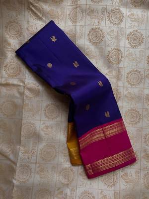 Blue Pink color art silk blend sarees with blouse 2