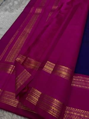 Blue Pink color art silk blend sarees with blouse 4
