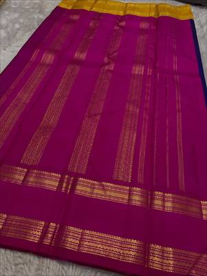 Blue Pink color art silk blend sarees with blouse 5