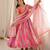Pink tebi organza mirror lace gown set with dupatta