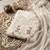 Cream heavy chiffon embroidered suit with hand moti & khatli work