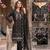 Black heavy chiffon embroidered suit with hand moti & khatli work