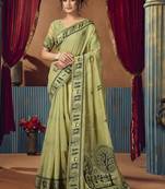 Olive modal worli work with pumpum casual wear saree