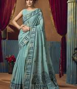 Sky blue modal worli work with pumpum casual wear saree