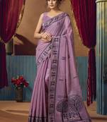 Lavender  modal worli work with pumpum casual wear saree