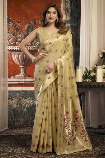 Baige super kota zari boder festival wear saree