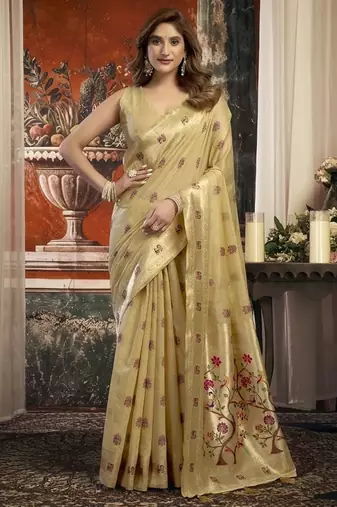 Baige super kota zari boder festival wear saree