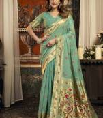 Turquoise super kota zari boder festival wear saree