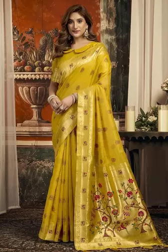 Golden super kota zari boder festival wear saree