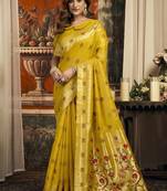 Golden super kota zari boder festival wear saree