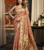 Orange super kota zari boder festival wear saree