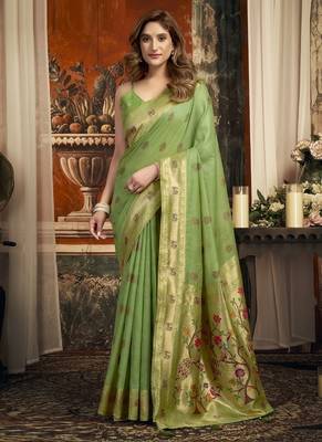 Green super kota zari boder festival wear saree 1