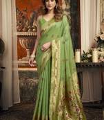Green super kota zari boder festival wear saree