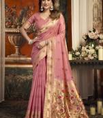 Peach super kota zari boder festival wear saree