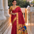 Red faux banarasi silk saree with paithani rich weaved pallu and blouse