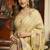 Beige cotton zari border casual wear saree