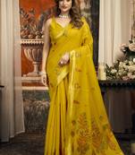 Golden cotton zari border casual wear saree
