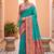 Sky blue faux banarasi silk saree with paithani rich weaved pallu and blouse