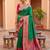 Green faux banarasi silk saree with paithani rich weaved pallu and blouse