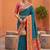 Teal blue  faux banarasi silk saree with paithani rich weaved pallu and blouse