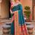Teal blue  faux banarasi silk saree with paithani rich weaved pallu and blouse