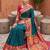 Teal blue  faux banarasi silk saree with paithani rich weaved pallu and blouse