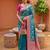 Sea green soft silk blend saree with zari weaving meenakari design