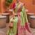 Pear  soft silk blend saree with zari weaving meenakari design