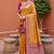 Yellow soft silk blend saree with zari weaving meenakari design