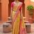 Yellow soft silk blend saree with zari weaving meenakari design