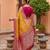 Yellow soft silk blend saree with zari weaving meenakari design