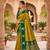 Lemon yellow soft silk blend saree with zari weaving meenakari design
