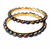 Pearl bangle set, dark iridescent freshwater pearls, gold-tone base