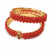 Coral beaded bangle set, red and gold tone, openable,