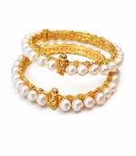 Pearl bangle set, gold-toned, openable, traditional style, 