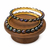Pearl bangle set, dark iridescent freshwater pearls, gold-tone base