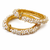 Pearl bangle set, gold-toned, openable, white freshwater pearls,