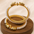 Pearl bangle set, gold-plated, white pearls, elephant motif,