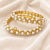Pearl bangle set, gold-toned, white pearls, openable