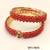 Coral beaded bangle set, red and gold tone, openable,