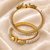 Pearl bangle set, gold-plated, white pearls, elephant motif,