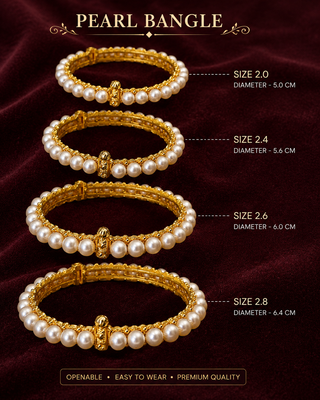Pearl bangle set, gold-toned, openable, traditional style,  3