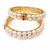 Pearl bangle with ruby accent, gold-toned, double row, openable,