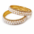 Pearl bangle set, white, gold-toned, double row pearl with rhinestone border,