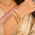 Pearl bangle set with kundan work, gold-toned, openable, 