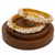 Pearl bangle set, gold-toned, openable, white freshwater pearls,