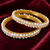 Pearl bangle set, gold-toned, white freshwater pearls, traditional style,